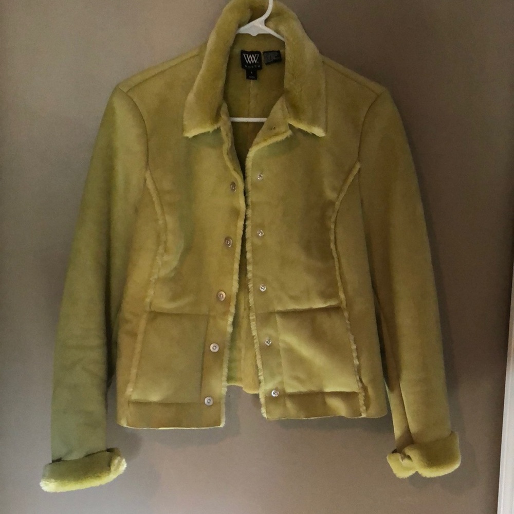 Faux Suede Yellow Bomber Jacket